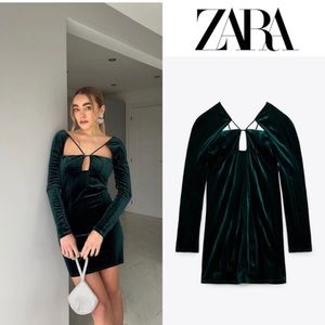NWT Zara Green Velvet Dress